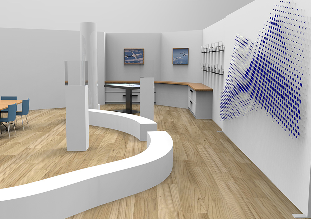 Design d'un showroom pour la société Airbus par Atvanta une agence de design à Toulouse 31000